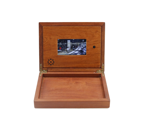 جعبه ویدئویی تبلیغاتی چوبی، جعبه هدیه LCD 4.3 اینچی، حافظه 128 مگابایتی