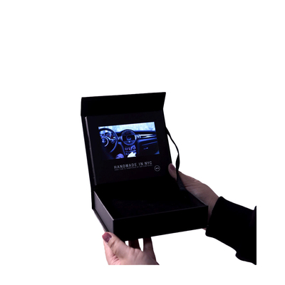 جعبه کادویی سیاه 7 اینچی LCD برای حلقه جواهر چاپ UV حافظه 4 گیگابایتی